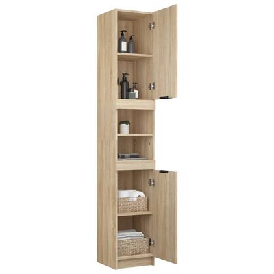 vidaXL Armario de baño madera ingeniería roble Sonoma 32x34x188,5 cm