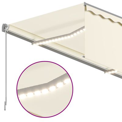 vidaXL Toldo manual retráctil con persiana y LED crema 4x3 m