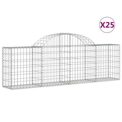 vidaXL Cestas de gaviones 25 uds forma de arco hierro 200x30x60/80 cm