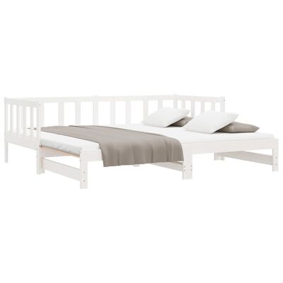 vidaXL Sofá cama extraíble madera maciza de pino blanco 2x(90x200) cm