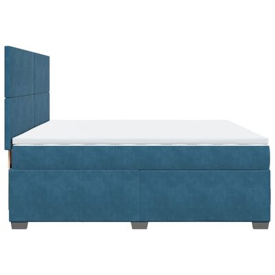 vidaXL Cama box spring con colchón terciopelo azul 200x200 cm