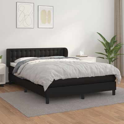 vidaXL Cama box spring con colchón cuero sintético negro 140x200cm