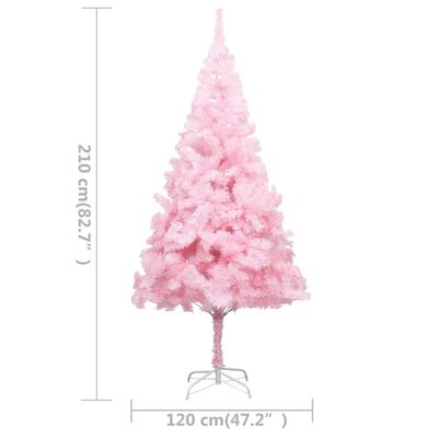 vidaXL Árbol de Navidad preiluminado con luces y bolas rosa 210 cm