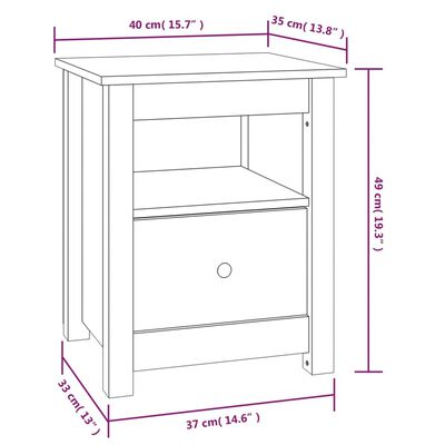 vidaXL Mesita de noche madera maciza de pino negra 40x35x49 cm