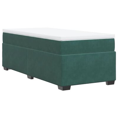 vidaXL Cama box spring con colchón terciopelo verde oscuro 90x190 cm