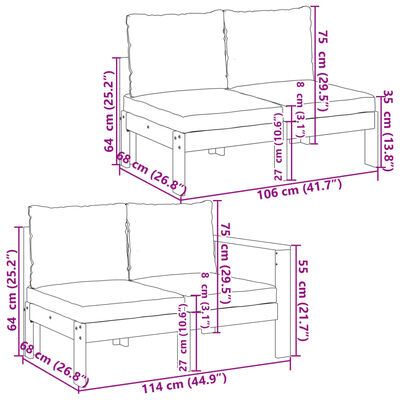 vidaXL Set de sofás de jardín con cojines 5 pzas madera maciza acacia