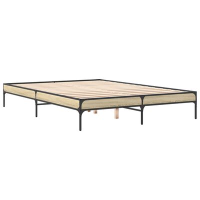 vidaXL Estructura cama madera ingeniería metal roble Sonoma 150x200 cm