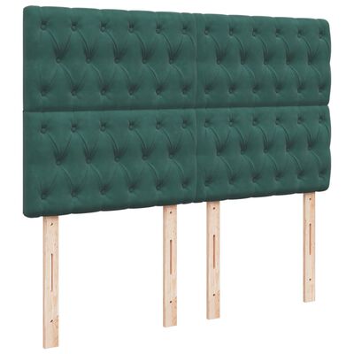 vidaXL Cama box spring con colchón terciopelo verde oscuro 140x190 cm