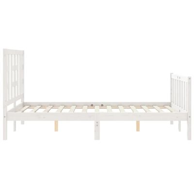 vidaXL Estructura de cama con cabecero madera maciza blanco 120x200 cm