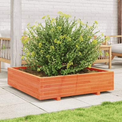 vidaXL Jardinera de madera maciza de pino marrón cera 100x100x26,5 cm