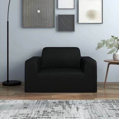 vidaXL Funda elástica para sillón poliéster jersey negra