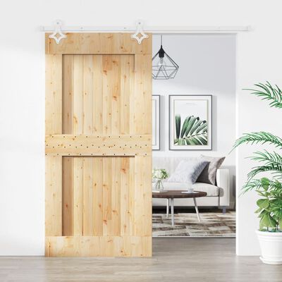 vidaXL Puerta corredera con herrajes madera maciza de pino 100x210 cm