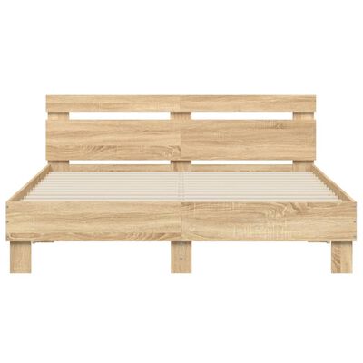 vidaXL Cama con cabecero madera de ingeniería roble Sonoma 140x200 cm