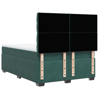 vidaXL Cama box spring con colchón terciopelo verde oscuro 140x190 cm