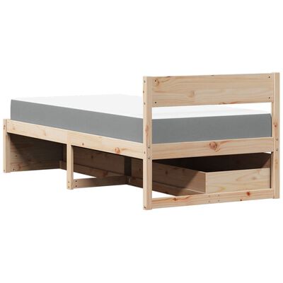 vidaXL Cama con cajones y colchón madera maciza pino blanco 90x190 cm