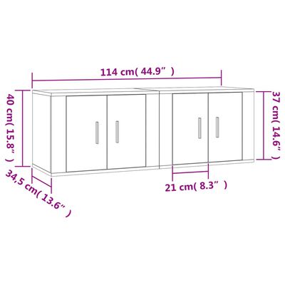 vidaXL Muebles para TV de pared 2 uds blanco 57x34,5x40 cm