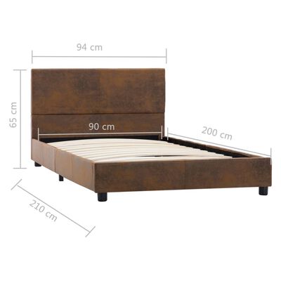 vidaXL Estructura de cama cuero sintético de ante marrón 90x200 cm
