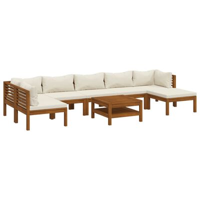 vidaXL Set de muebles de jardín 8 pzas con cojín crema acacia maciza