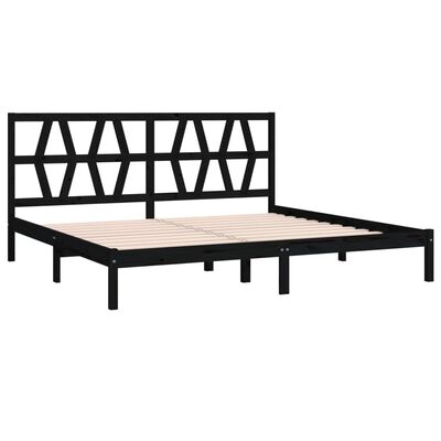 vidaXL Estructura de cama de madera maciza de pino negro 200x200 cm