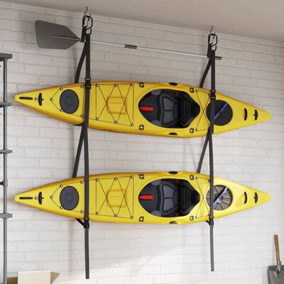 vidaXL Correas de almacenamiento de kayak dobles y clips de remo 50 kg