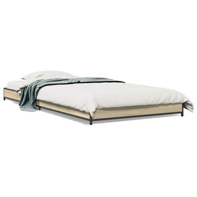 vidaXL Estructura cama madera ingeniería metal roble Sonoma 75x190 cm