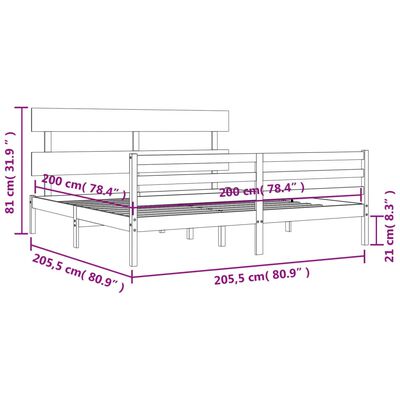 vidaXL Estructura de cama con cabecero madera maciza blanco 200x200 cm