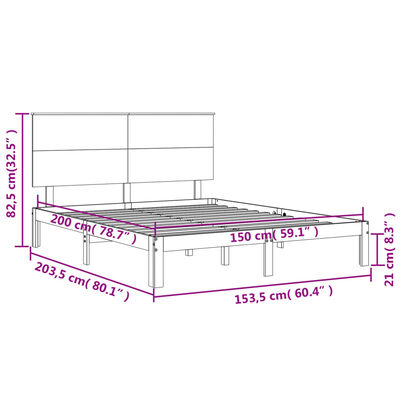 vidaXL Estructura de cama matrimonio con cabecero madera maciza blanco