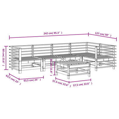 vidaXL Juego muebles de jardín 6 piezas madera maciza pino marrón miel