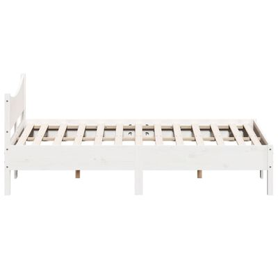 vidaXL Estructura de cama con cabecero madera pino blanco 160x200 cm