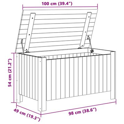 vidaXL Caja de almacenaje y tapa RANA madera maciza blanca 100x49x54cm