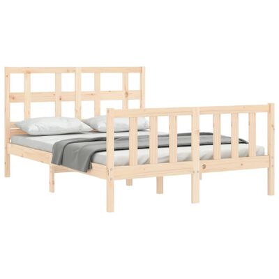 vidaXL Estructura de cama de matrimonio con cabecero madera maciza