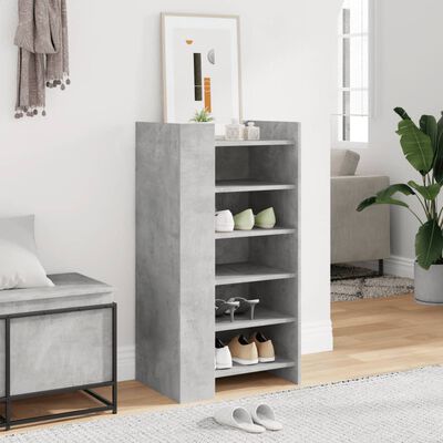 vidaXL Mueble zapatero madera ingeniería gris hormigón 52x37,5x100 cm