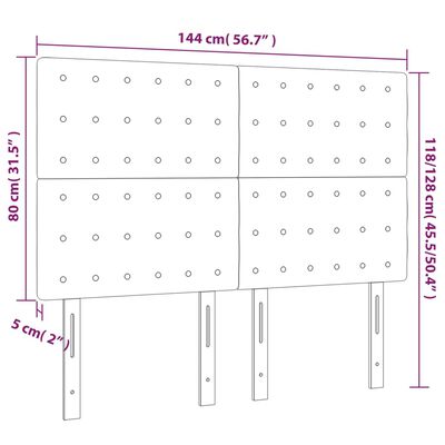 vidaXL Cabeceros 4 unidades tela gris claro 72x5x78/88 cm