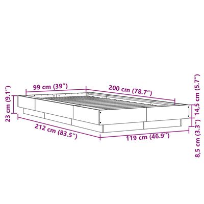 vidaXL Estructura de cama madera de ingeniería negra 100x200 cm