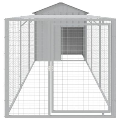 vidaXL Gallinero con corral acero galvanizado gris claro 117x405x123cm