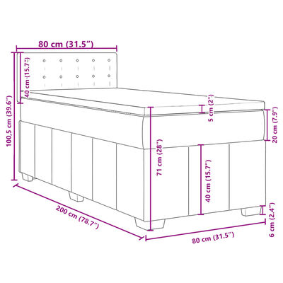 vidaXL Cama box spring con colchón tela negro 80x200 cm