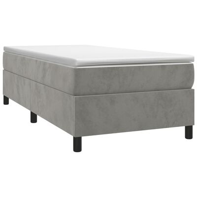 vidaXL Cama box spring con colchón terciopelo gris claro 100x200 cm