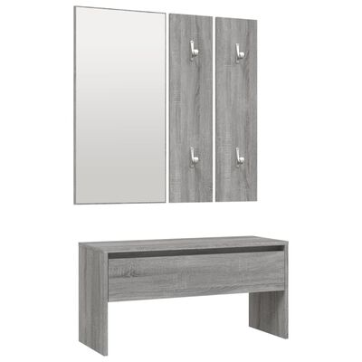 vidaXL Set de muebles de recibidor madera contrachapada gris Sonoma