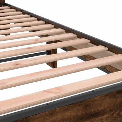 vidaXL Estructura cama madera ingeniería metal roble ahumado 180x200cm