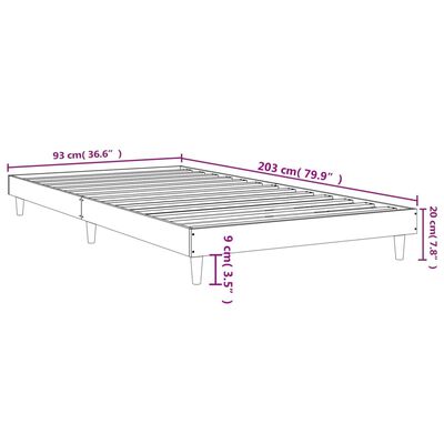 vidaXL Estructura de cama madera de ingeniería roble marrón 90x200 cm