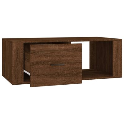 vidaXL Mesa de centro madera contrachapada marrón roble 100x50,5x35 cm