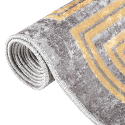 vidaXL Alfombra lavable antideslizante gris y dorado 150x230 cm