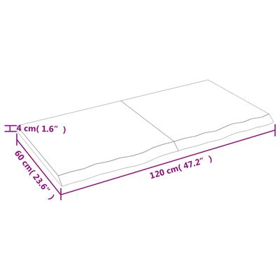 vidaXL Tablero de mesa madera maciza roble sin tratar 120x60x(2-4) cm