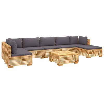 vidaXL Juego muebles de jardín 8 piezas y cojines madera maciza teca