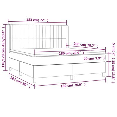 vidaXL Cama box spring con colchón tela azul 180x200 cm