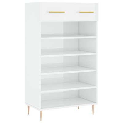 vidaXL Mueble zapatero madera contrachapada blanco brillo 60x35x105 cm