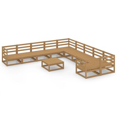 vidaXL Juego de muebles de jardín 11 piezas madera maciza de pino