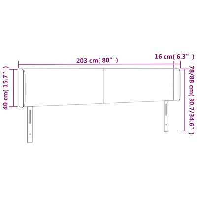 vidaXL Cabecero de terciopelo negro 203x16x78/88 cm