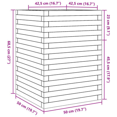 vidaXL Jardinera madera de pino impregnada 50x50x68,5 cm