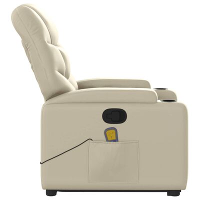 vidaXL Sillón reclinable de masaje de pie cuero artificial color crema